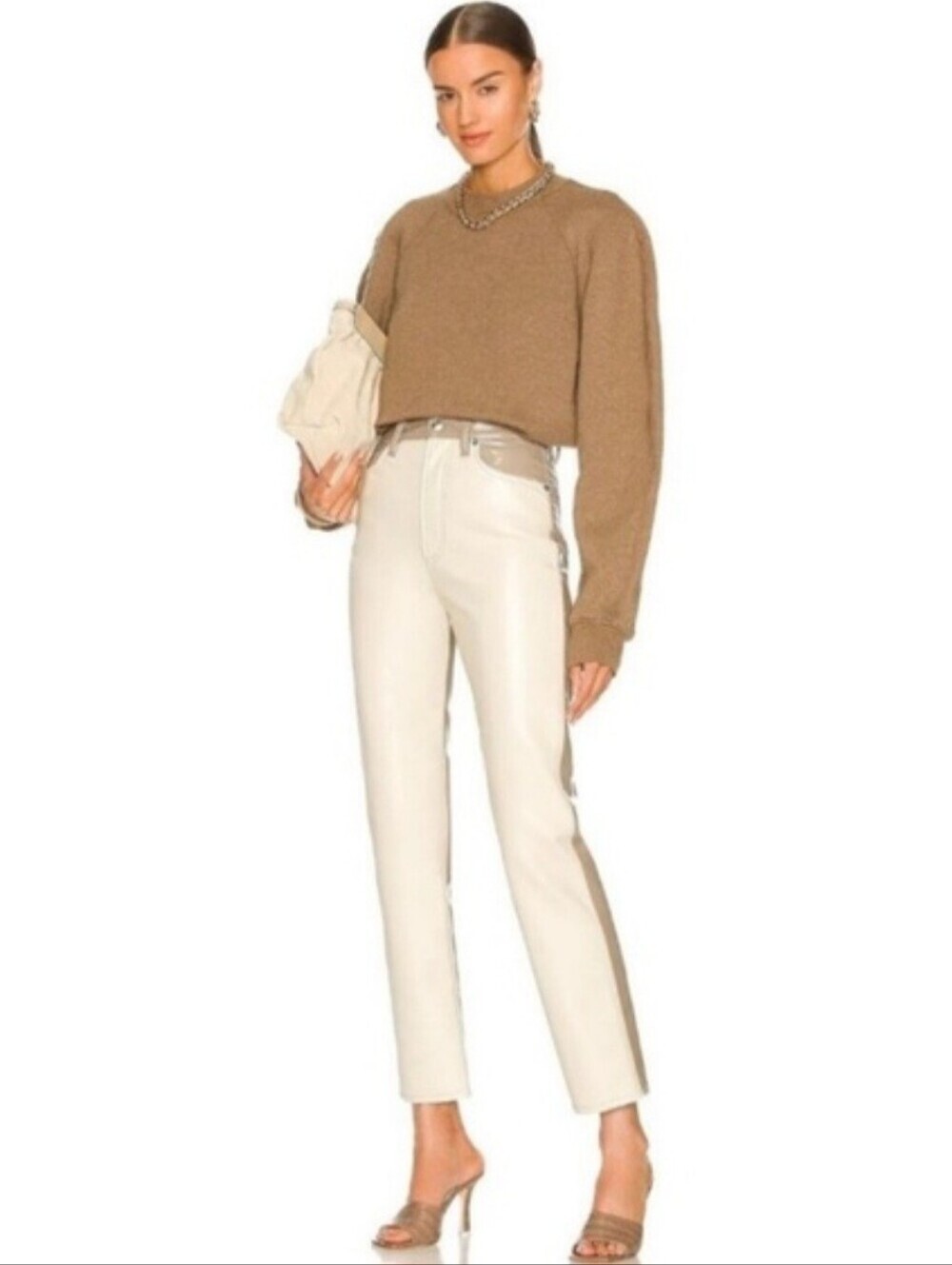 AGOLDE 90's Pinched Waist Powder Quail Leather Pants Size 25